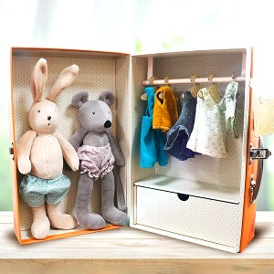 Wardrobe mouse &amp; rabbit + clothing set suitcase